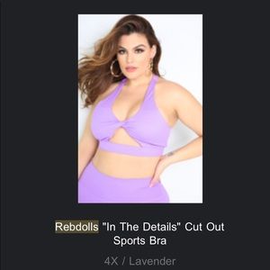 NWT Rebdolls Sports Bra - 4X Lavender